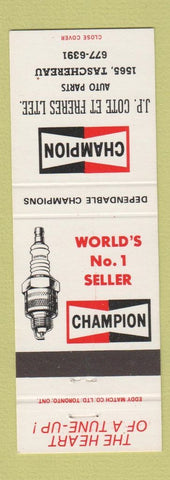 Matchbook Cover - Champion Spark Plugs JP Cote Et Freres Longueuil QC