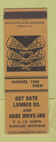 Matchbook Cover - Cut Rate Lumber Anns Drive Inn Cadillac MI