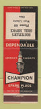 Matchbook Cover - Champion Spark Plugs Hostetler's Shell oil gas West Liberty OH