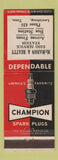 Matchbook Cover Champion Spark Plugs McMahon & Beatty Esso oil gas Lewisburg TN