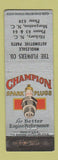 Matchbook Cover - Champion Spark Plugs Flowers Auto Parts Hickory Morganton NC