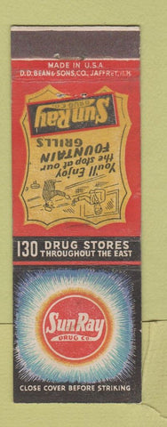 Matchbook Cover - Sun Ray Drug Stores DD Bean