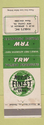 Matchbook Cover - TRW Toledo Products Hable's Auto Parts New Castle PA