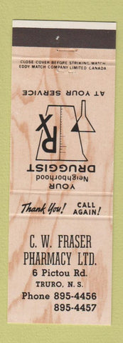 Matchbook Cover - CW Fraser Drug Store Truro NS