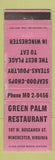 Matchbook Cover - Green Palm Restaurant Winchester VA WORN