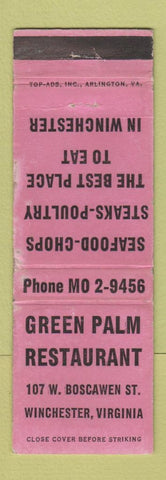 Matchbook Cover - Green Palm Restaurant Winchester VA WORN