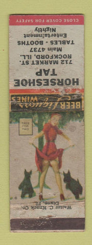 Matchbook Cover - Horseshoe Tap Rockford IL pinup POOR
