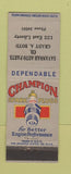 Matchbook Cover - Champion Spark Plugs Savannah Auto Parts Grady Boyd GA