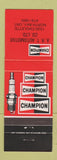 Matchbook Cover - Champion Spark Plugs ART Auto Parts North Bay ON
