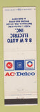 Matchbook Cover - AC Delco Auto Parts B&W Baltimore MD