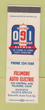 Matchbook Cover - Fillmore Auto Electric Fillmore CA