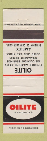 Matchbook Cover - Oilite Bearings Filters auto parts Chrysler Detroit MI