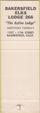 Matchbook Cover - Elks Lodge Bakersfield CA