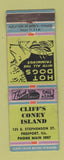 Matchbook Cover - Cliff's Coney Island Freeport IL WORN