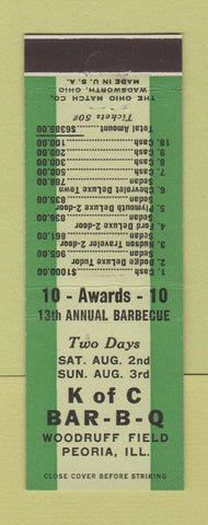 Matchbook Cover - K of C BBQ Peoria IL