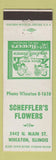 Matchbook Cover - Scheffler's Flowers Wheaton IL