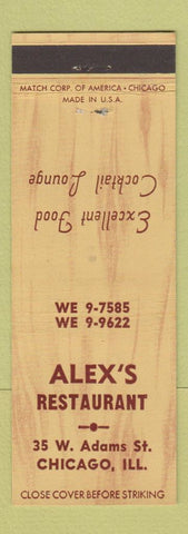 Matchbook Cover - Alex's Restaurant Chicago IL