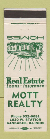 Matchbook Cover - Mott Real Estate Kankakee IL