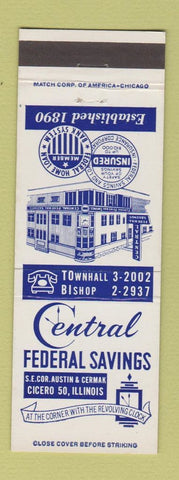 Matchbook Cover - Central Federal Savings Cicero IL