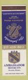 Matchbook Cover - Ambassador Motor Inn Decatur IL