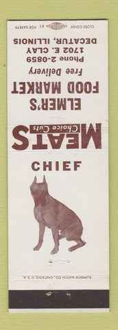 Matchbook Cover - Elmer's Food Market Decatur IL Great Dane?