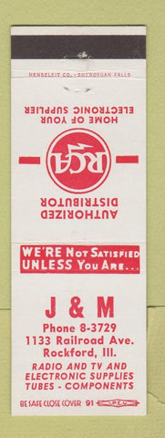 Matchbook Cover - J&M RCA Radio TV Rockford IL
