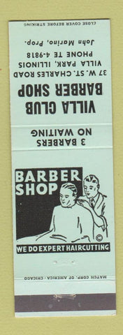 Matchbook Cover - Villa Club Barber Shop Villa Park IL