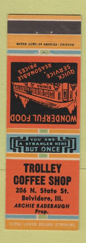Matchbook Cover - Trolley Coffee Shop Belvidere IL