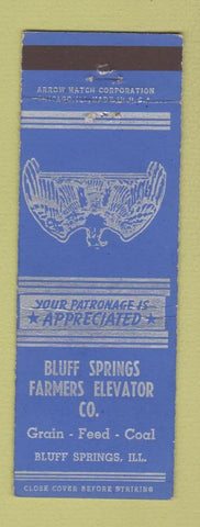 Matchbook Cover - Bluff Springs Farmers Elevator Bluff Springs IL ARROW