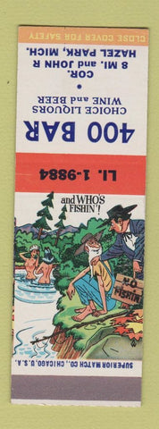 Matchbook Cover - 400 Bar Hazel Park MI hillbilly SAMPLE