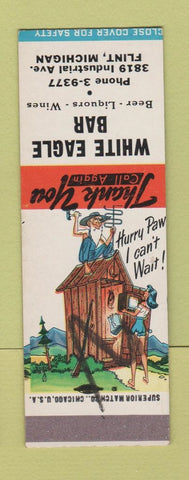 Matchbook Cover - White Eagle Bar Flint MI hillbilly SAMPLE