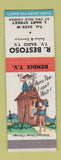 Matchbook Cover - R Bestoso TV Radio Bendix hillbilly SAMPLE