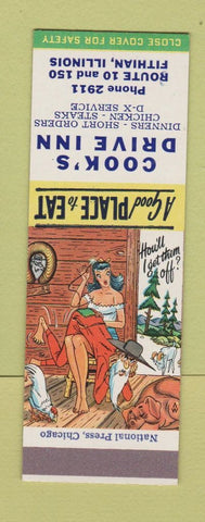 Matchbook Cover - Cook's Drive Inn Fithian IL DX oil gas hillbilly SAMPLE