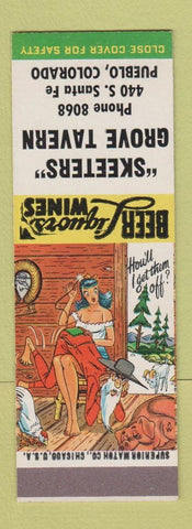 Matchbook Cover - Skeeter's Grove Tavern Pueblo Colorado hillbilly SAMPLE