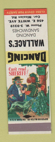 Matchbook Cover - Wallace's Restaurant  hillbilly SAMPLE