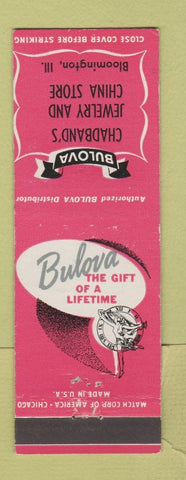 Matchbook Cover - Bulova Watches Chadband's Jewelry Bloomington IL
