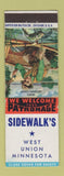 Matchbook Cover - Sidewalk's West Union MN