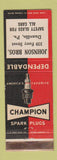 Matchbook Cover - Champion Auto Parts Johnson Bros Danville PA WEAR