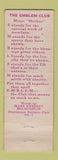 Matchbook Cover - Emblem Club Hartford VT