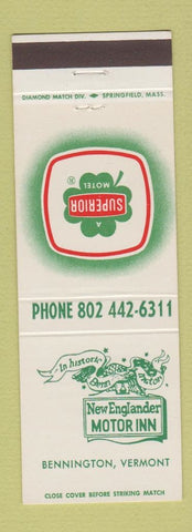 Matchbook Cover - New Englander Motor Inn Bennington VT Superior Motel