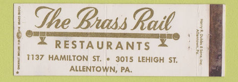 Matchbook Cover - Brass Rail Restaurant Allentown PA WEAR Full Length