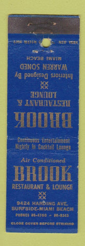 Matchbook Cover - Brook Restaurant Lounge Miami Beach FL Warren Soned