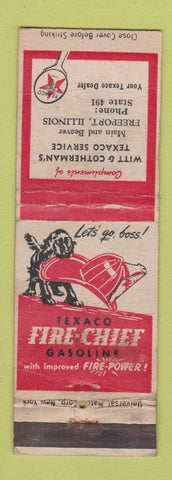 Matchbook Cover - Texaco oil gas Witt Cotherman's Freeport IL WORN