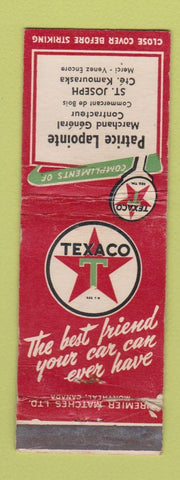 Matchbook Cover - Texaco oil gas Patrice Lapointe St Joseph QC? WORN