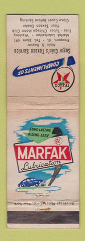 Matchbook Cover - Texaco oil gas Sugar Cain's Freeport IL WEAR