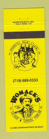 Matchbook Cover - Womack's Saloon Gaming Parlor Cripple Creek Colorado