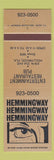 Matchbook Cover - Hemmingway Restaurant Hollywood FL