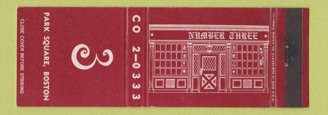 Matchbook Cover - Number Three Boston MA