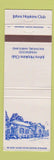 Matchbook Cover - John Hopkins Club Baltimore MD WEAR