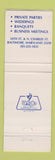 Matchbook Cover - John Hopkins Club Baltimore MD WEAR
